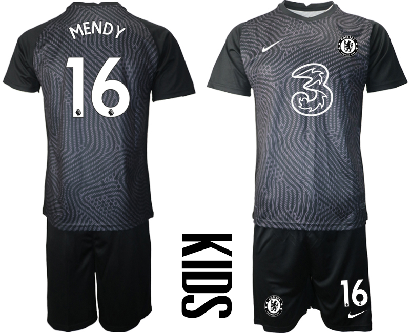 2021 Chelsea black Youth goalkeeper #16 soccer jerseys->youth soccer jersey->Youth Jersey